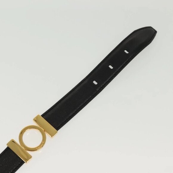 Salvatore Ferragamo Belt Leather 30.3"" Gold Black Auth sw1434 - Picture 5 of 9